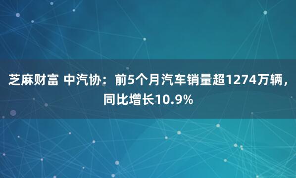 芝麻财富 中汽协：前5个月汽车销量超1274万辆，同比增长10.9%