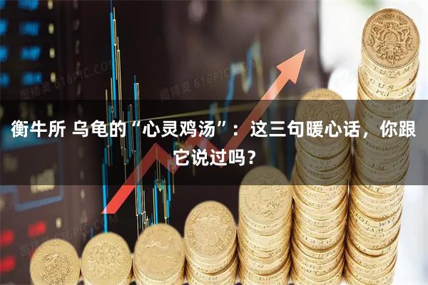 衡牛所 乌龟的“心灵鸡汤”：这三句暖心话，你跟它说过吗？